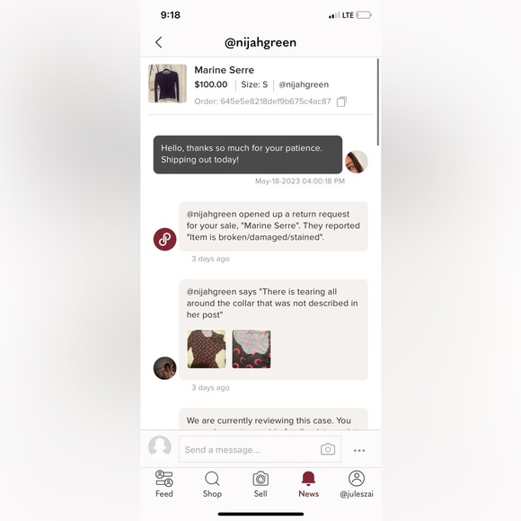 Marine Serre Buyer ruined my shirt deliberately due to it being the wrong size - Picture 10 of 16